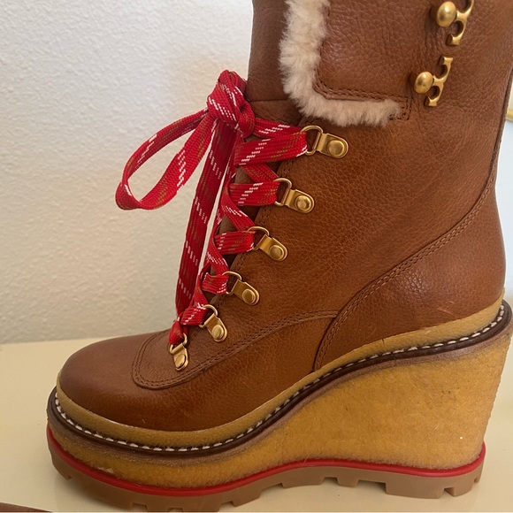 Tory Burch HIKER WEDGE SHEARLING BOOT - Picture 6 of 8